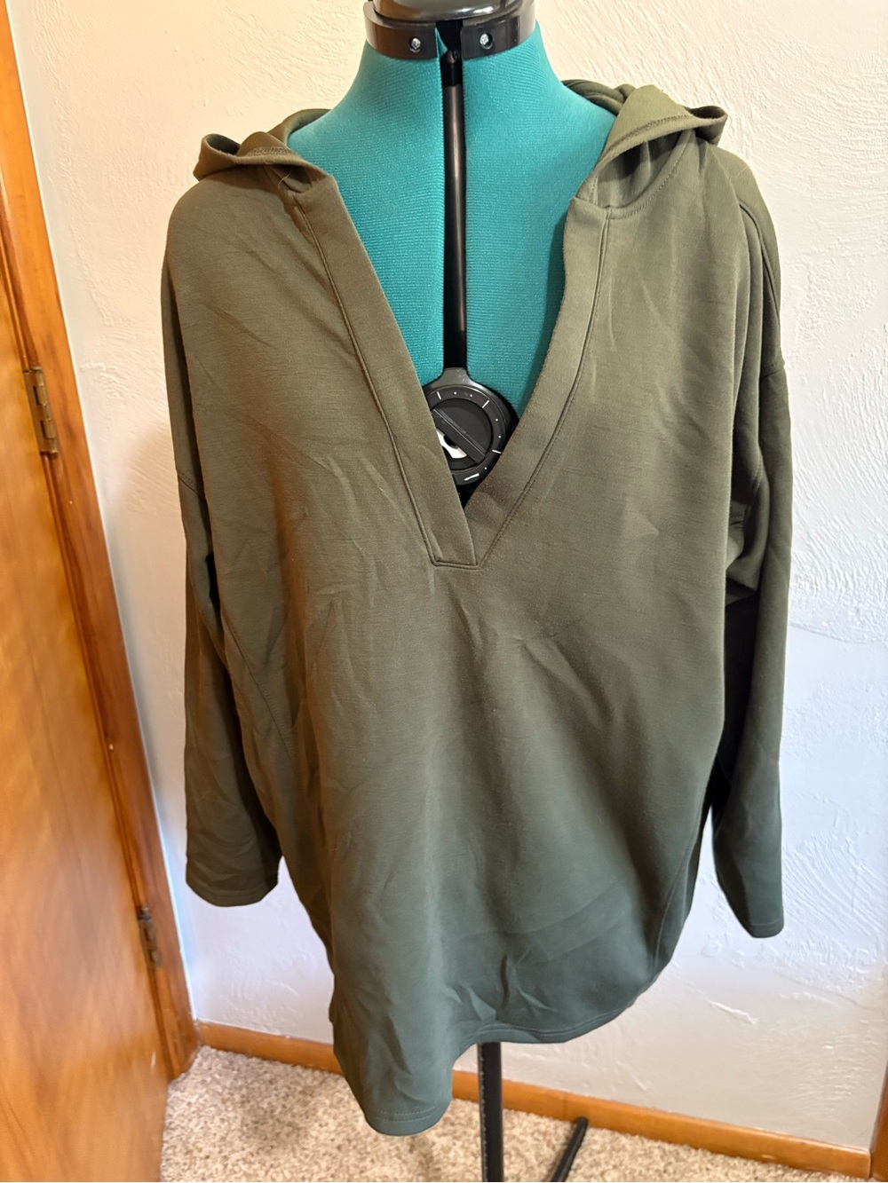 Motherhood Olive V-Neck Hooded Sweater